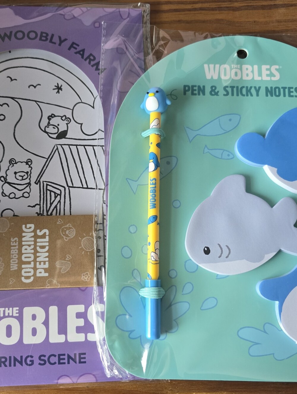 The Woobles Pen And Sticky Note Set And Coloring Scene Set - Bundle